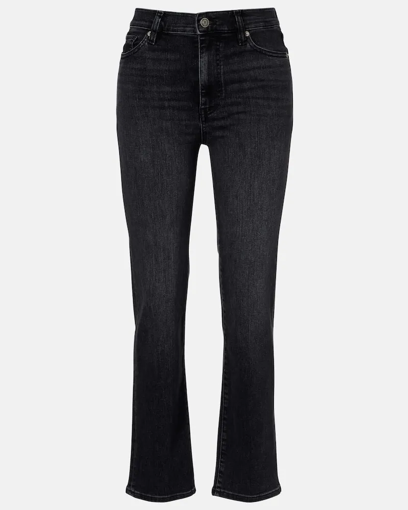 Frame Denim High-Rise Straight Jeans Le Sleek Schwarz
