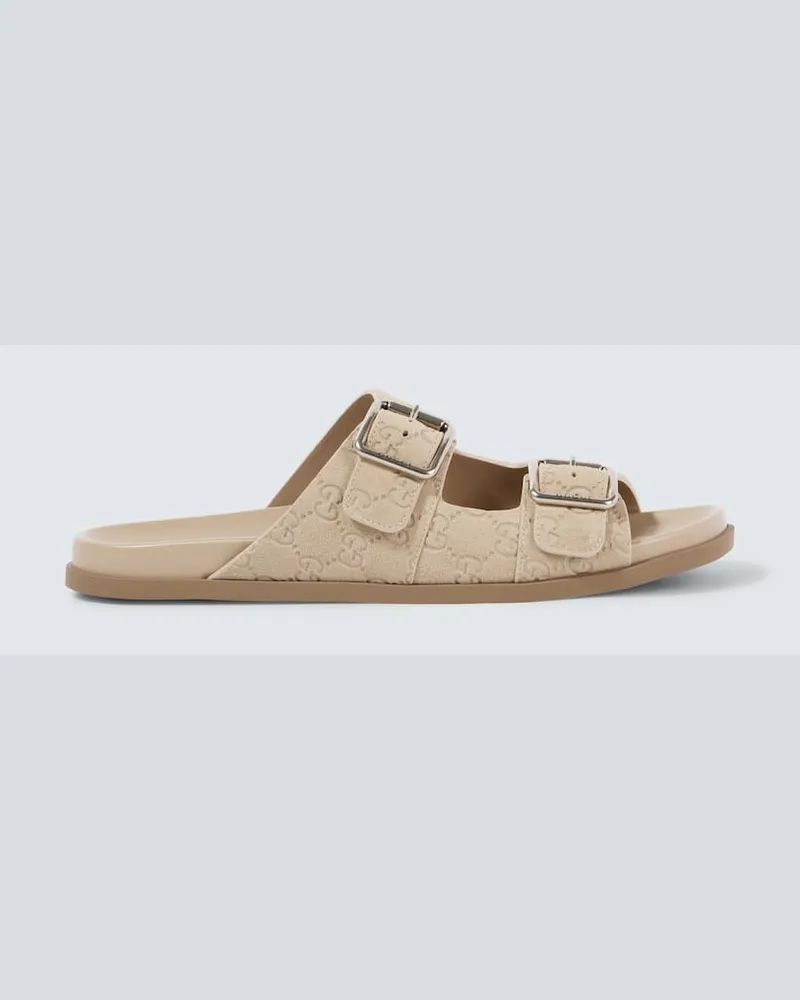 Gucci Sandalen GG aus Veloursleder Beige