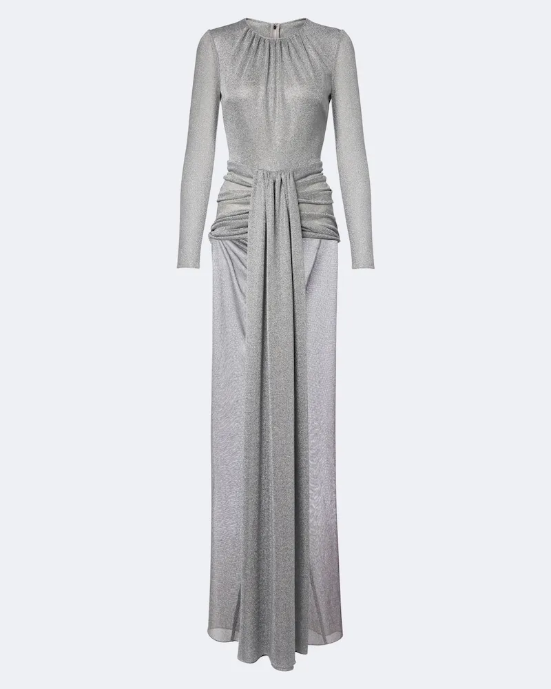 Dolce & Gabbana Robe aus Lamé Silber
