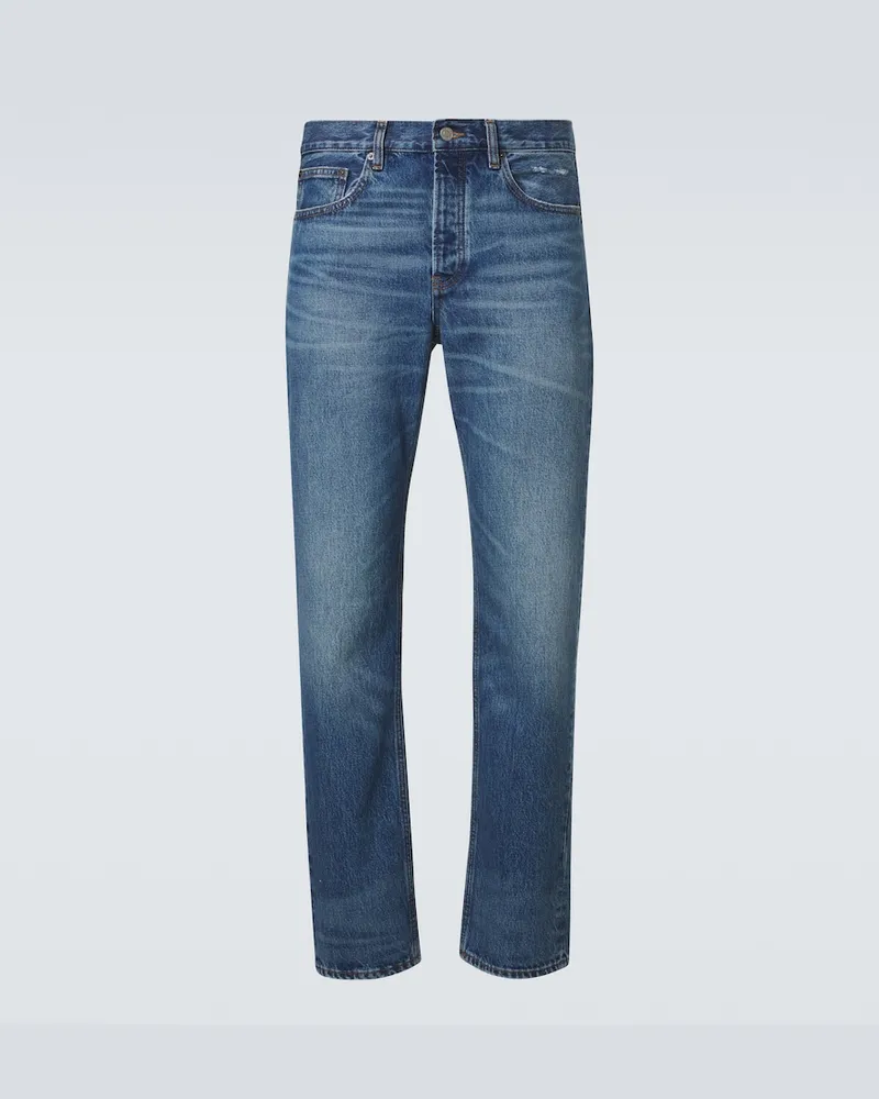 Frame Denim Mid-Rise Straight Jeans Blau