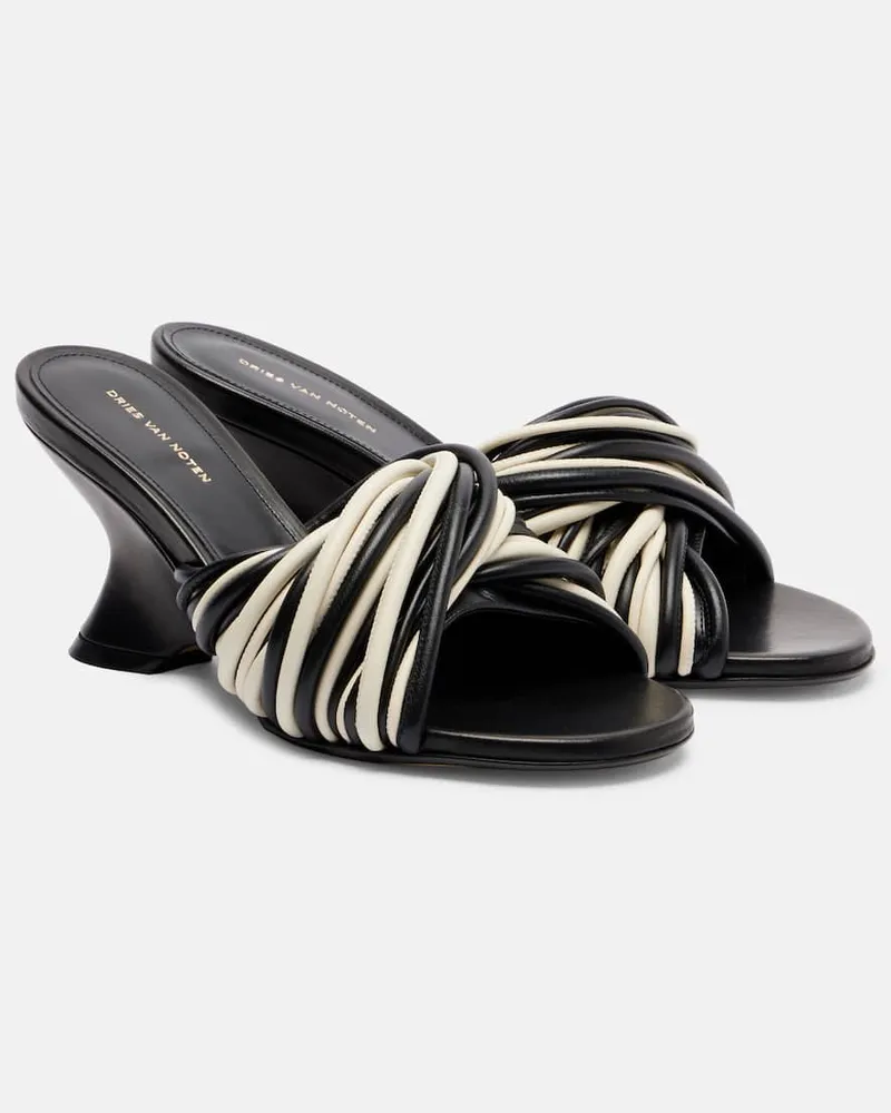 Dries van Noten Wedge-Pantoletten 75 aus Leder Beige