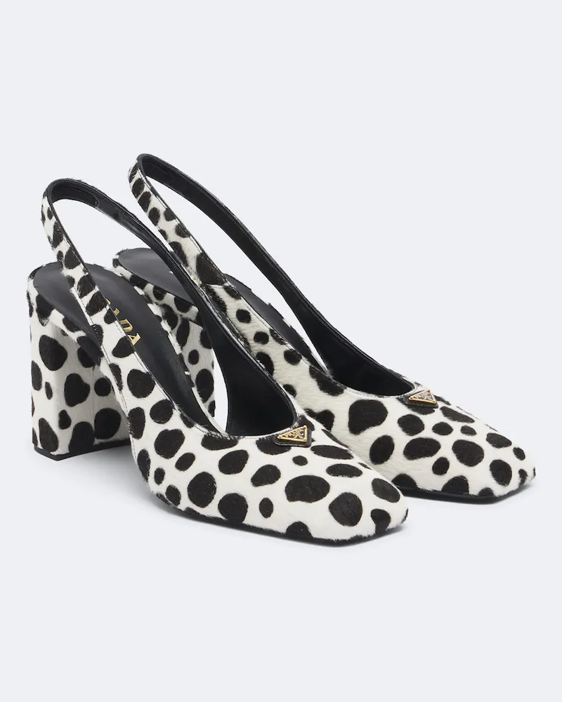 Prada Slingback-Pumps aus Kalbshaar Weiß