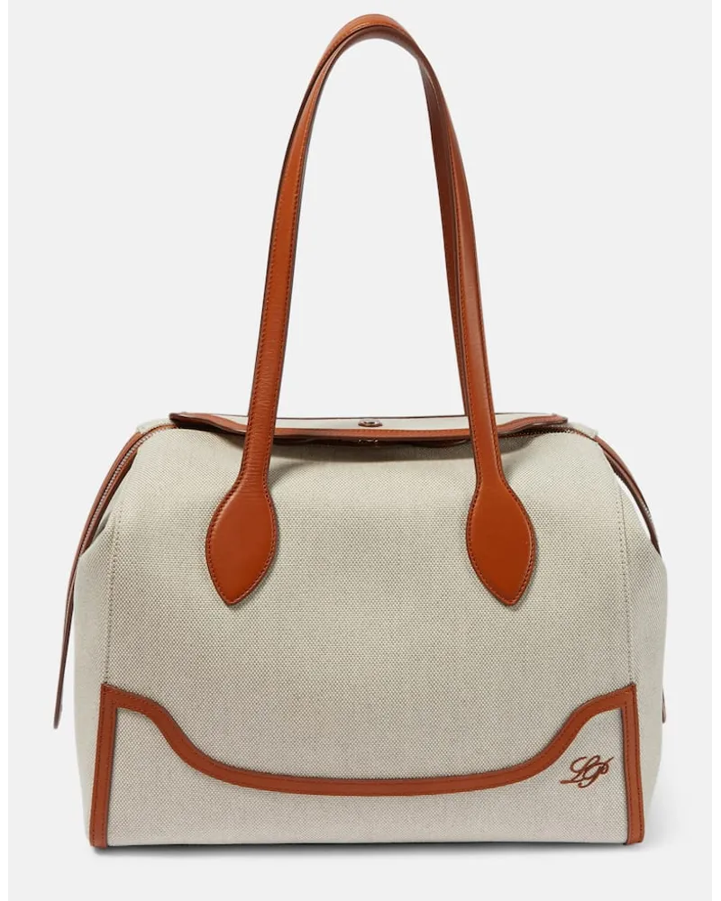 Loro Piana Tote Happy Day Large aus Canvas Beige