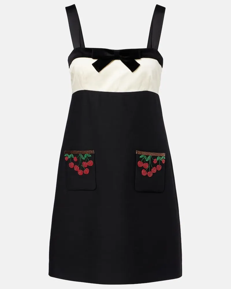 Valentino Garavani Besticktes Minikleid aus Crepe Couture Schwarz