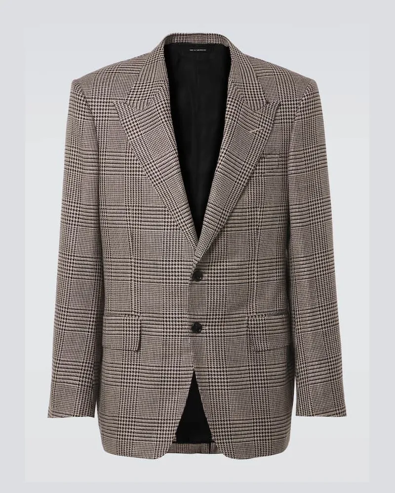 Tom Ford Blazer Shelton aus Wolle, Seide und Leinen Braun