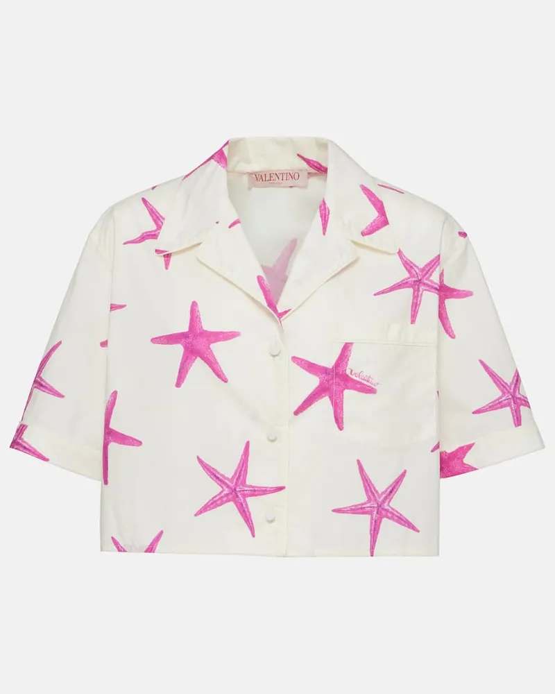 Valentino Garavani Cropped-Hemd Starfish aus Baumwollpopeline Weiß