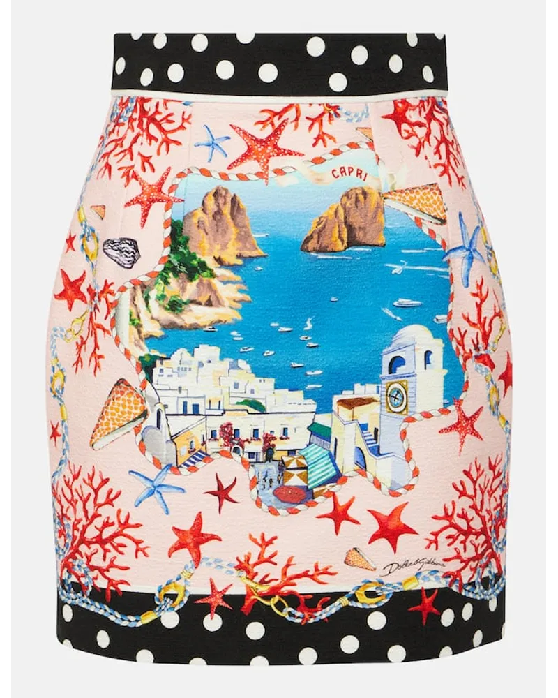 Dolce & Gabbana Bedruckter Minirock Capri aus Baumwolle Multicolor