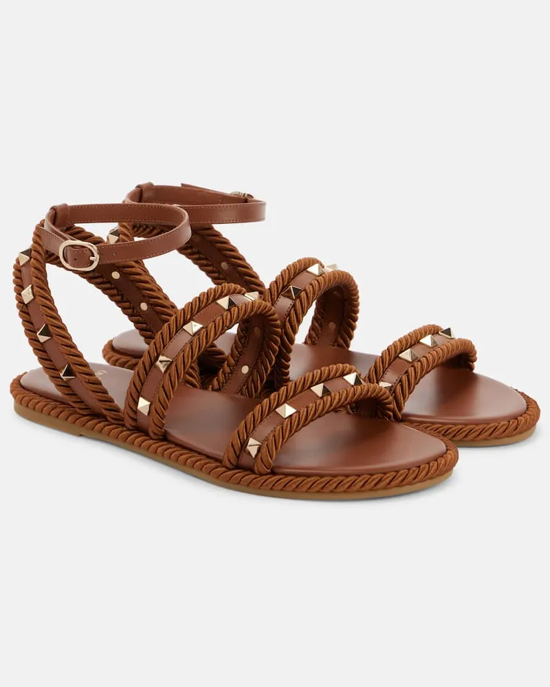 Valentino Garavani Sandalen Rockstud Torchon mit Leder Braun