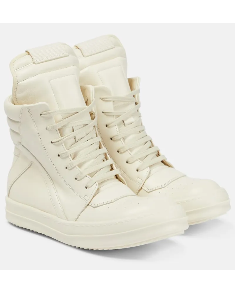 Rick Owens High-Top Sneakers Geobasket aus Leder Weiss