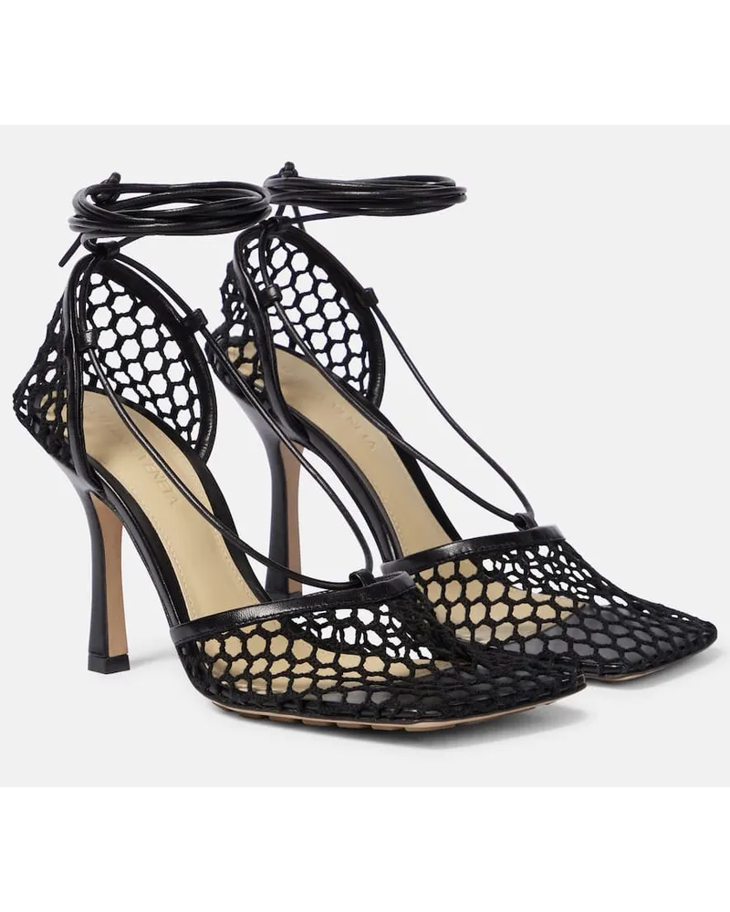 Bottega Veneta Pumps Stretch aus Mesh und Leder Schwarz