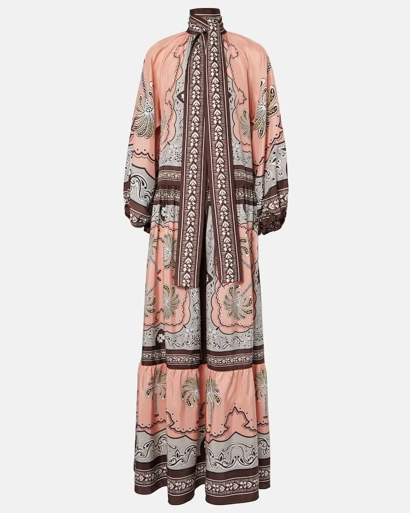 La DoubleJ Bedrucktes Maxikleid Athena aus Seide Multicolor