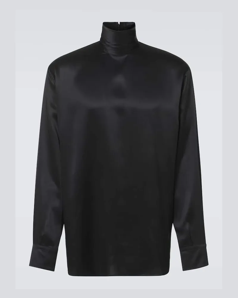 Dolce & Gabbana Hemd aus Seidensatin Schwarz