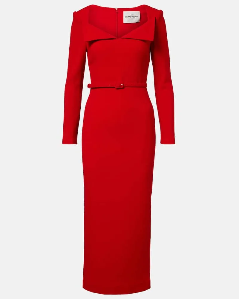 Roland Mouret Midikleid aus Wolle Rot