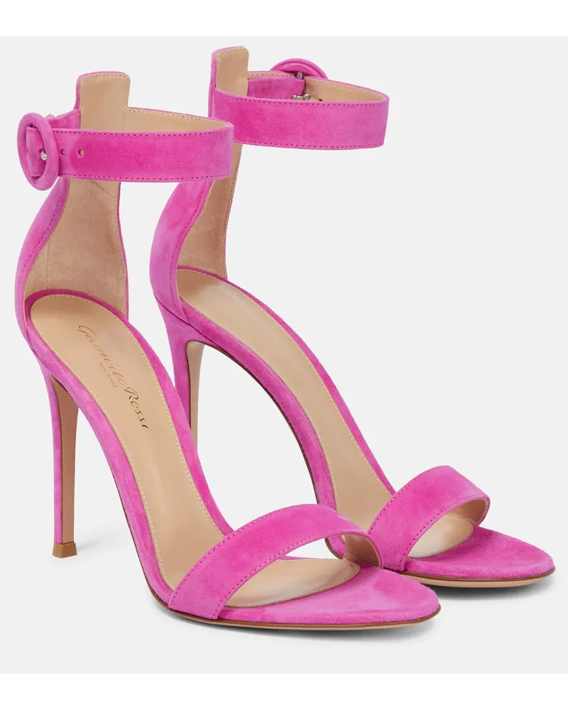 Gianvito Rossi Sandalen Portofino 105 aus Veloursleder Pink