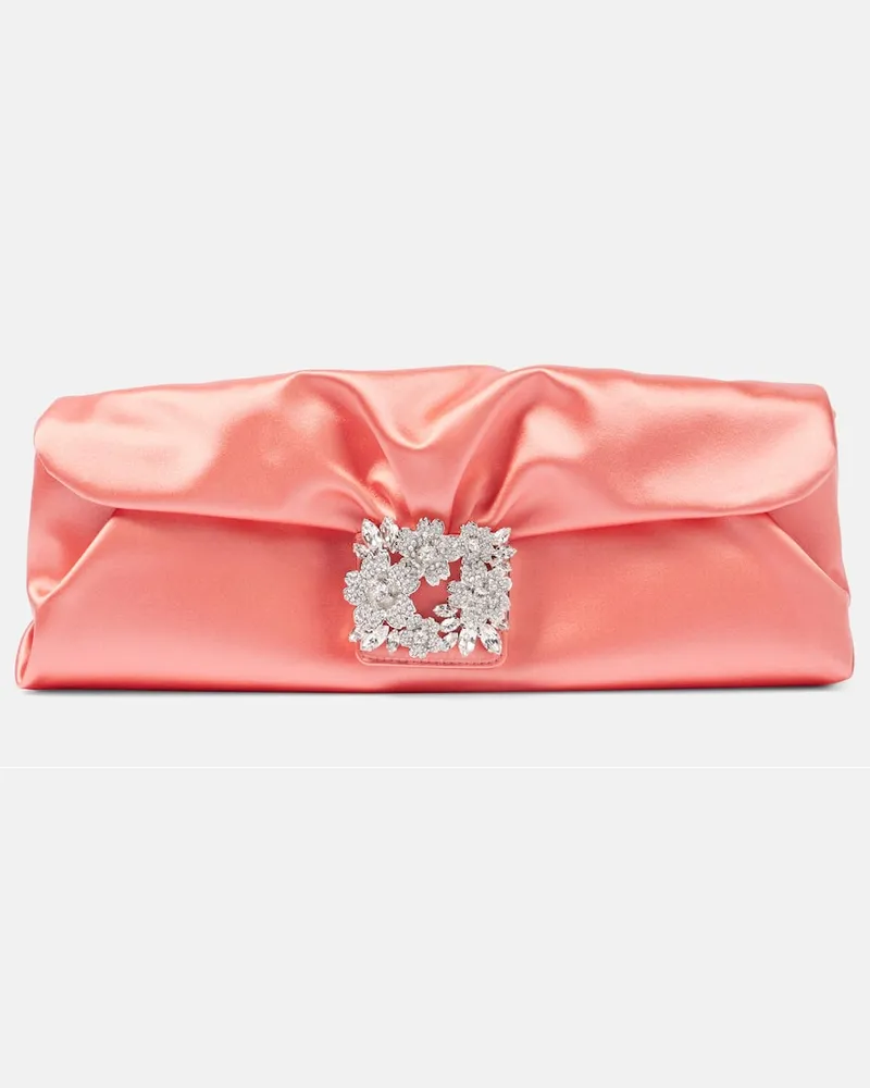 Roger Vivier Clutch Efflorescence aus Satin mit Kristallen Rosa