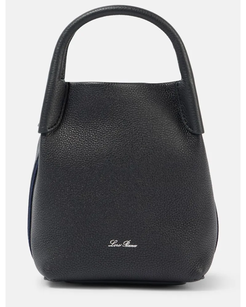 Loro Piana Schultertasche Bale Micro aus Leder Blau