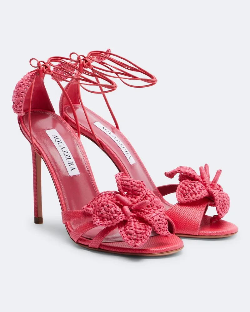 Aquazzura Sandalen Calypso aus Raffiabast Rosa
