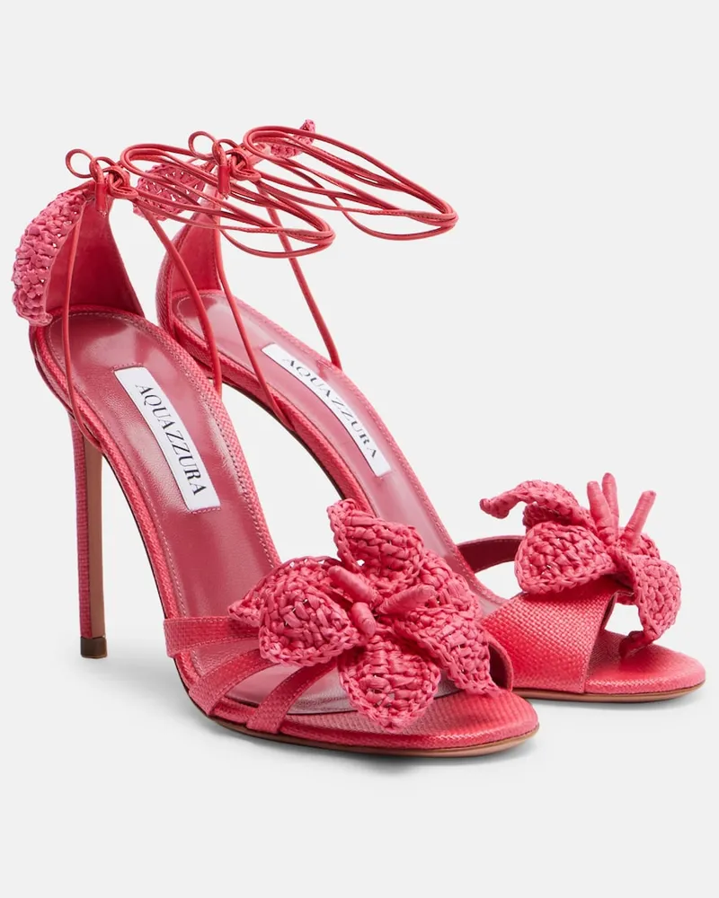 Aquazzura Sandalen Calypso aus Raffiabast Rosa