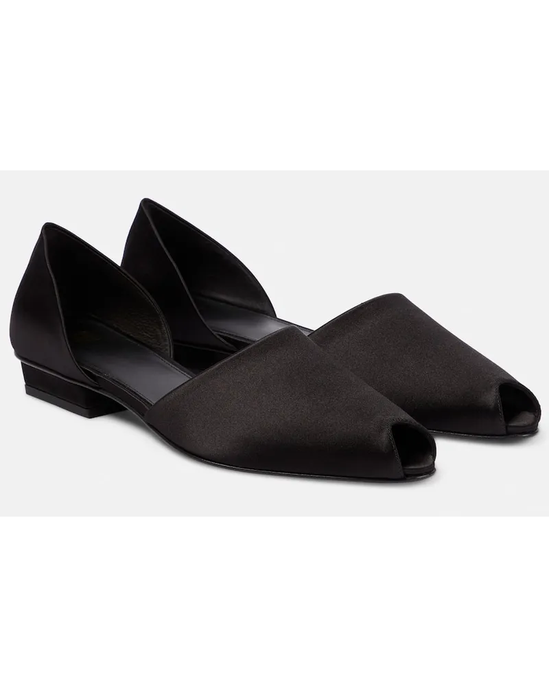 Totême Ballerinas The Peep-Toe aus Satin Schwarz