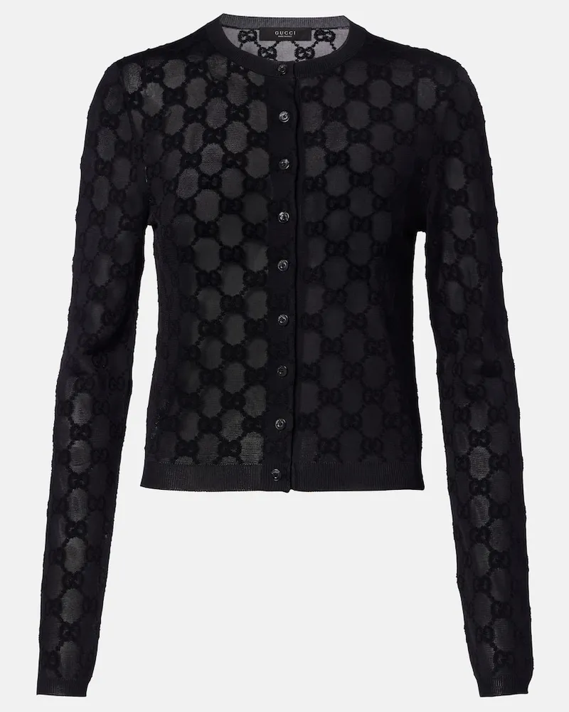 Gucci Cardigan GG aus Crêpe Schwarz