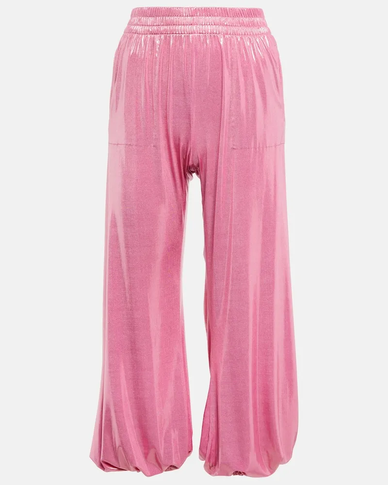 Norma Kamali Hose Boyfriend aus Lamé Pink