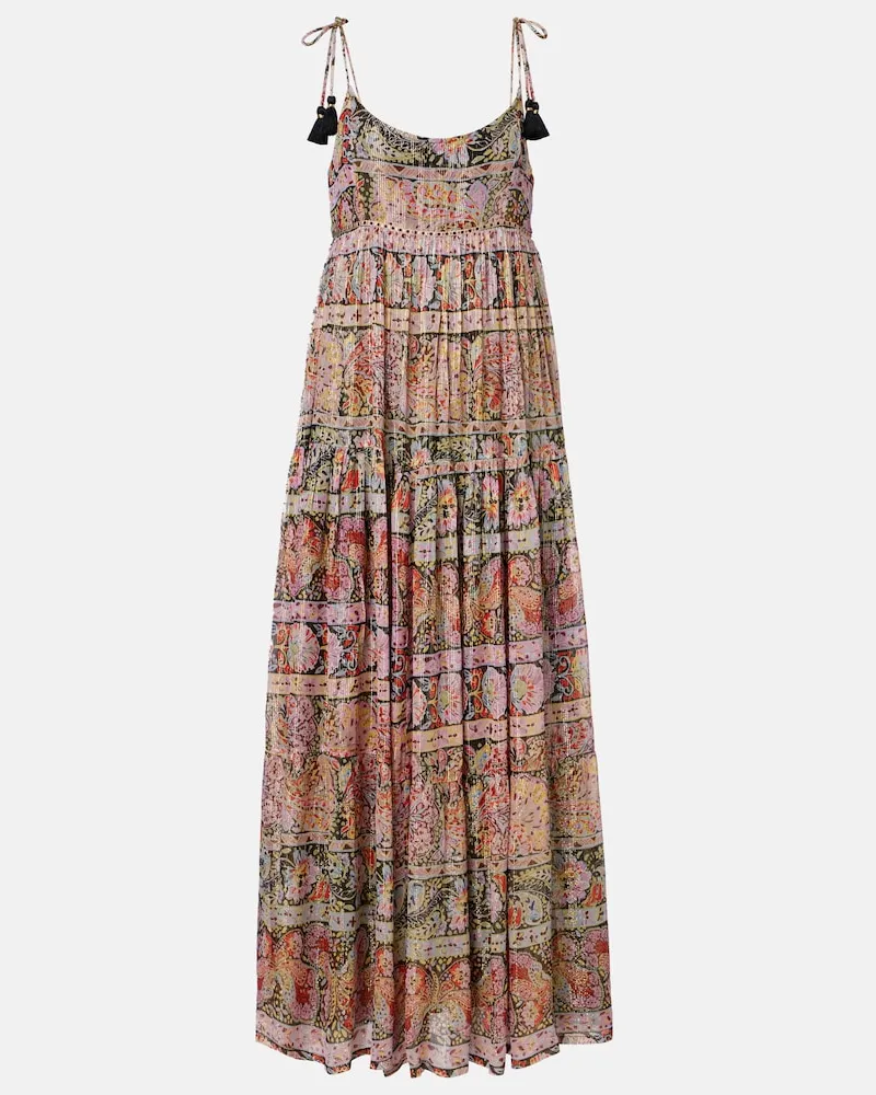 RIXO Maxikleid Kamilah aus Lamé Multicolor