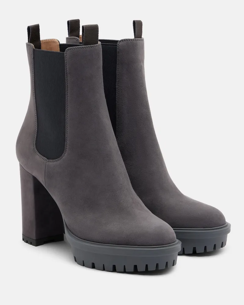 Gianvito Rossi Chelsea Boots Barry aus Veloursleder Grau