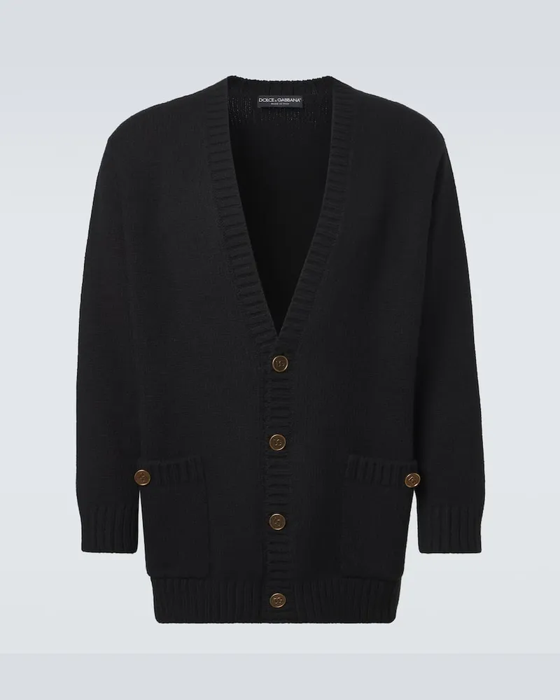Dolce & Gabbana Cardigan DG aus einem Wollgemisch Schwarz