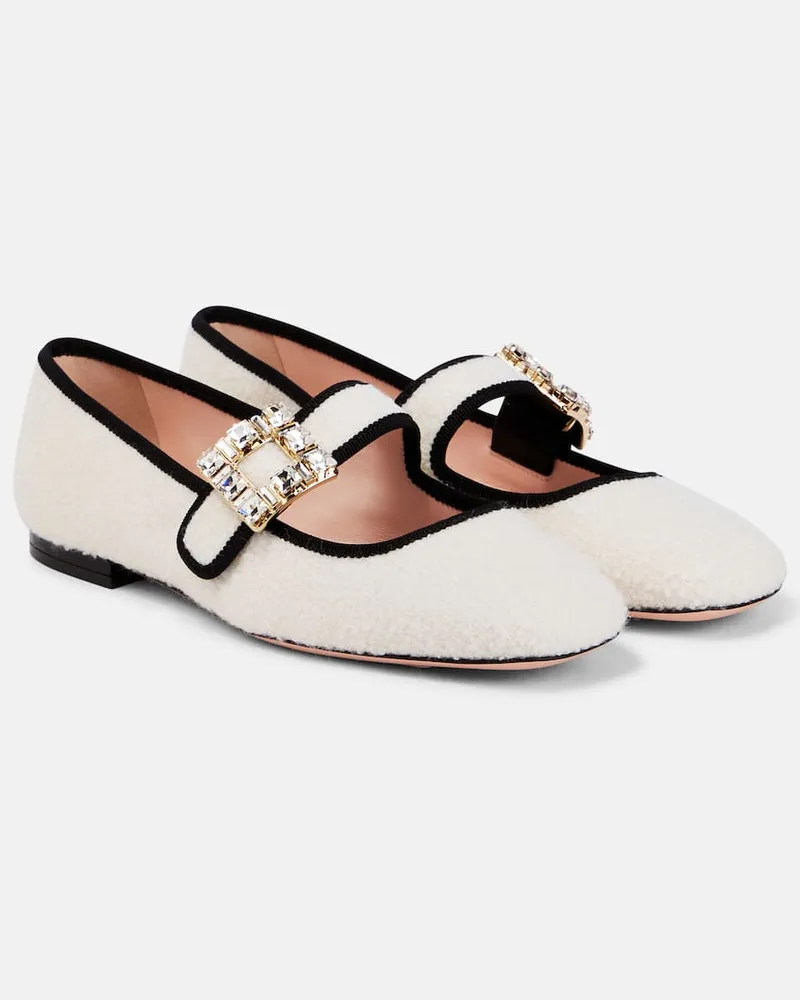 Roger Vivier Ballerinas Très Vivier Babies aus Bouclé Weiß
