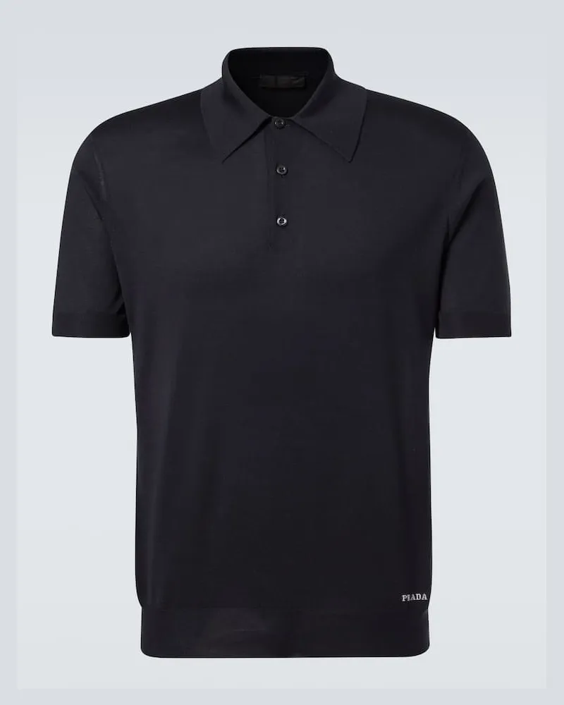 Prada Polohemd aus Seide Blau