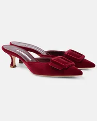 Manolo Blahnik Mules Maysale 50 aus Samt Rot