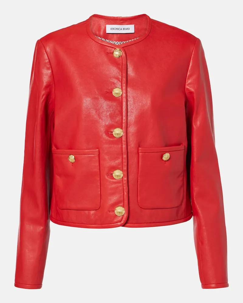 Veronica Beard Jacke Andrea aus Veloursleder mit Leder Rot