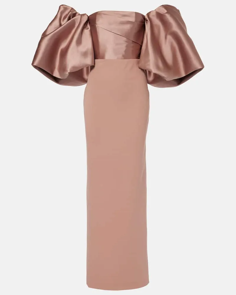 Solace London Off-Shoulder-Robe Floris mit Satin Braun