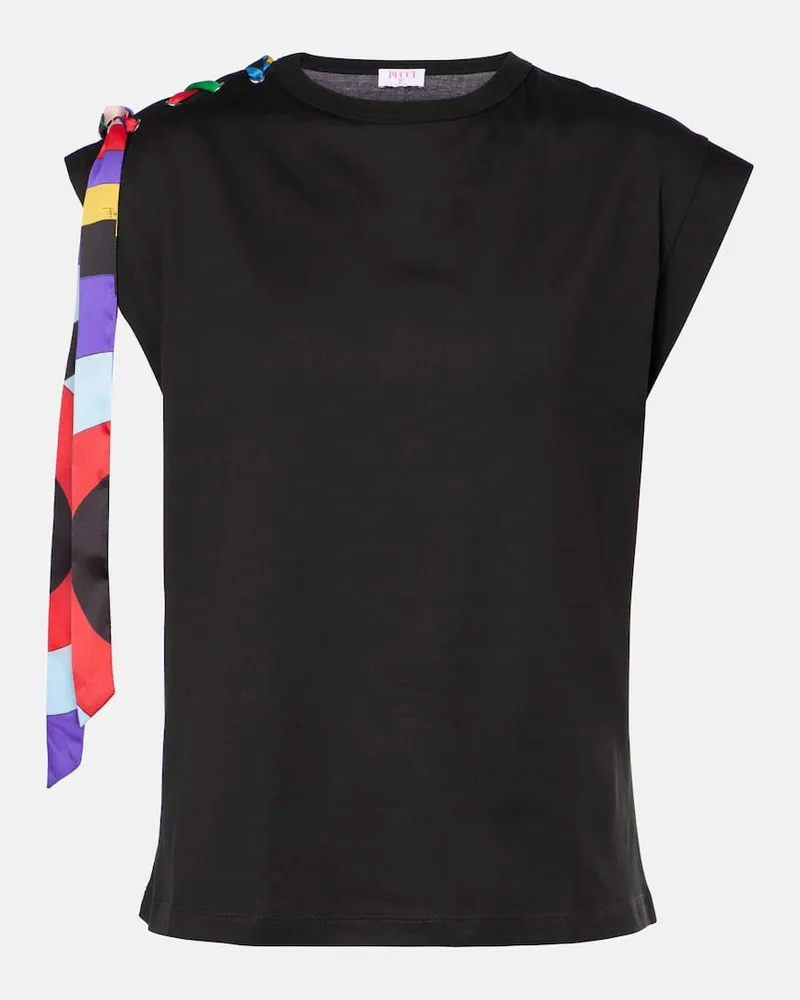 Emilio Pucci T-Shirt Iride aus Baumwoll-Jersey Schwarz