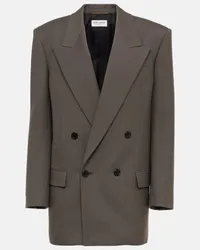 Saint Laurent Blazer aus Woll-Gabardine Grau