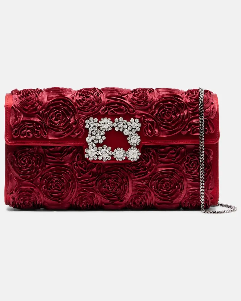 Roger Vivier Clutch aus Satin mit Kristallen Rot