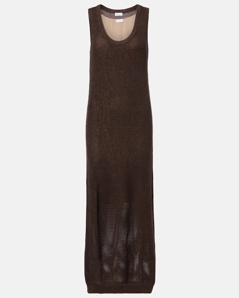 Brunello Cucinelli Maxikleid aus einem Baumwollgemisch Braun