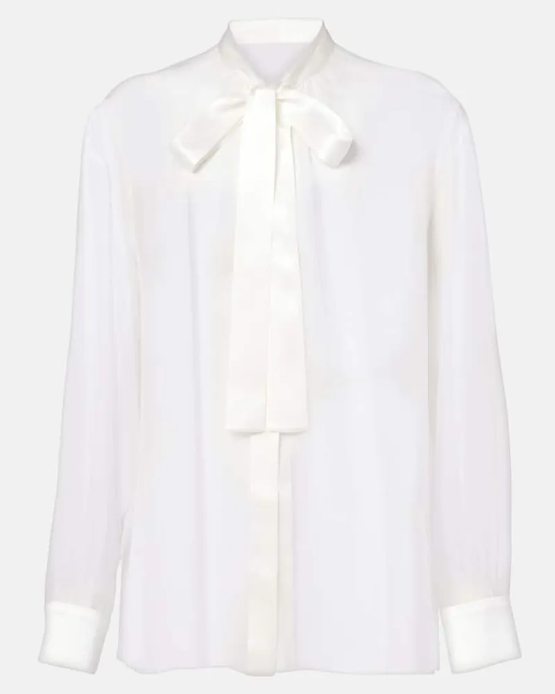 Dolce & Gabbana Schluppenbluse aus Seidenchiffon Weiß