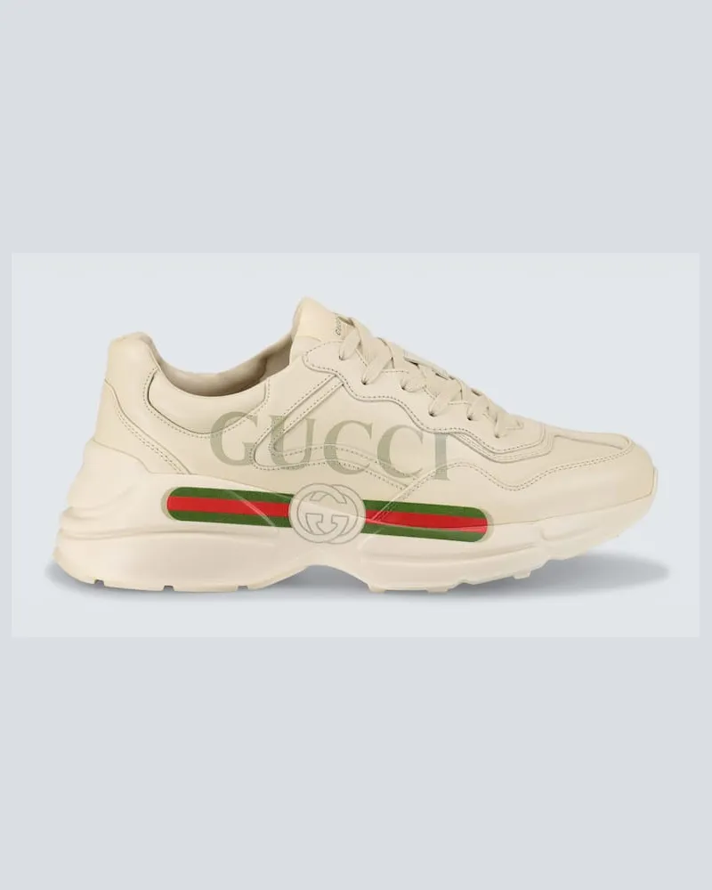 Gucci Bedruckte Sneakers Rhyton Weiß