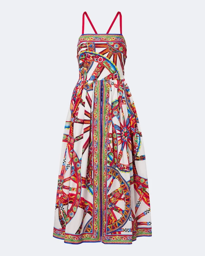 Dolce & Gabbana Midikleid Carretto aus Baumwollpopeline Multicolor