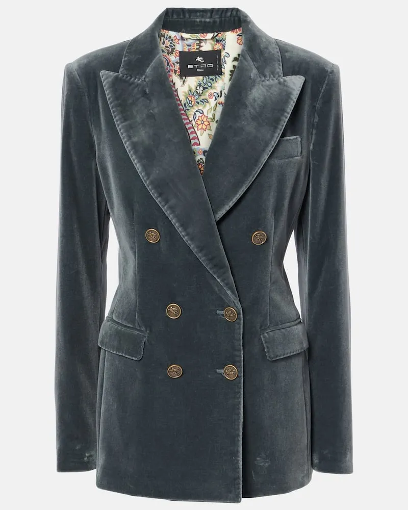 Etro Blazer aus Baumwollsamt Blau