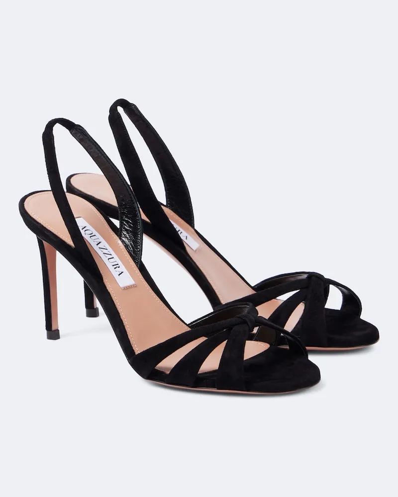 Aquazzura Sandalen Tati 85 aus Veloursleder Schwarz