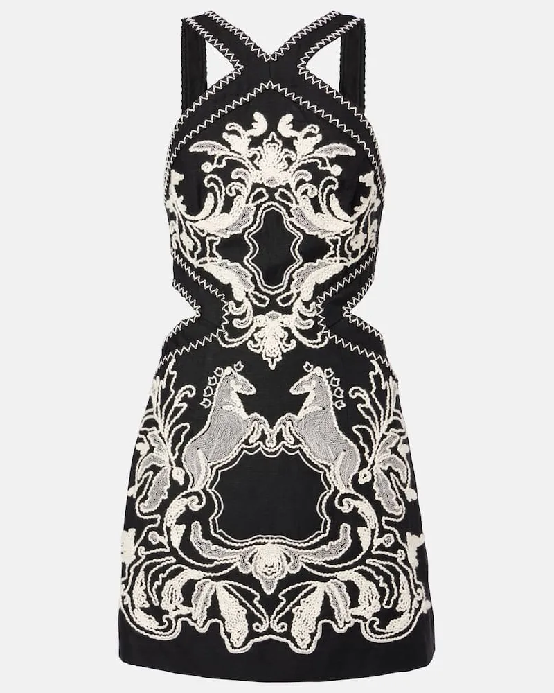 Rebecca Vallance Besticktes Minikleid Azera Schwarz