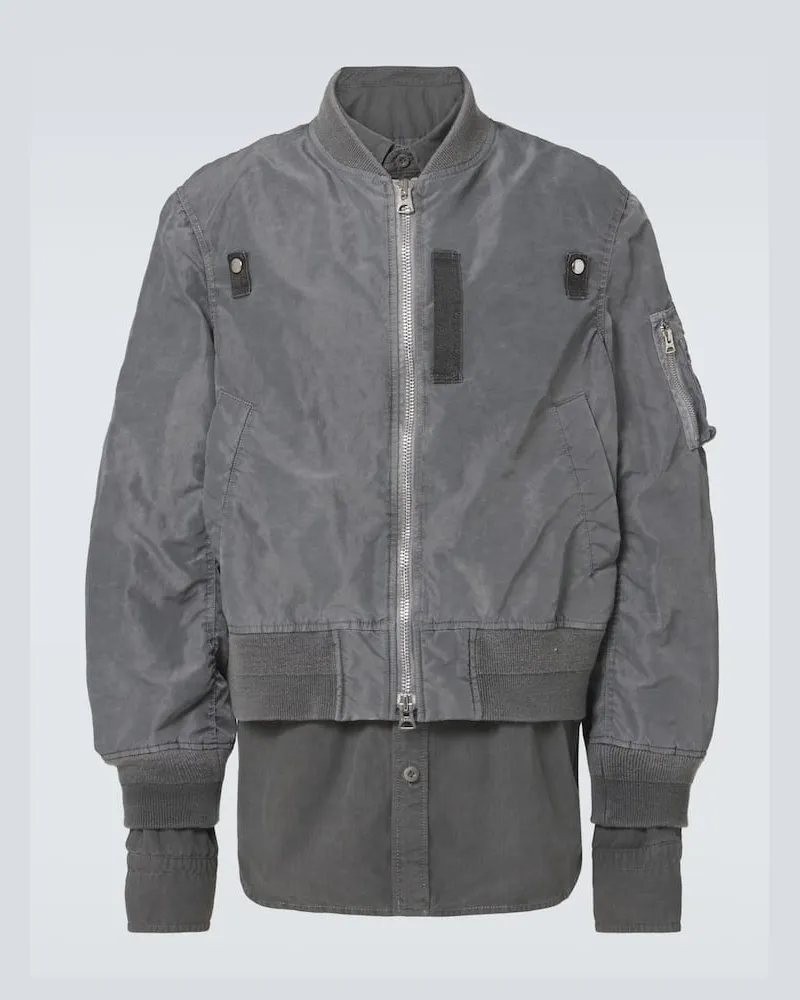 Sacai Bomberjacke aus Twill mit Ripstop Schwarz