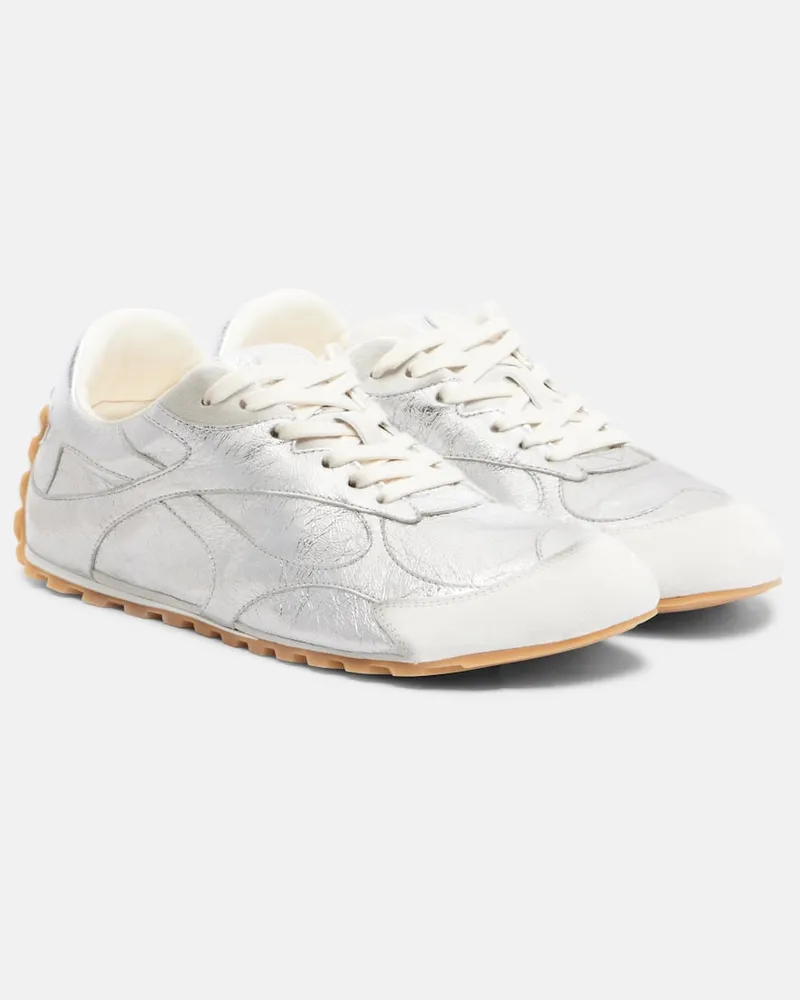 Bottega Veneta Sneakers Orbit Flash aus Metallic-Leder Silber