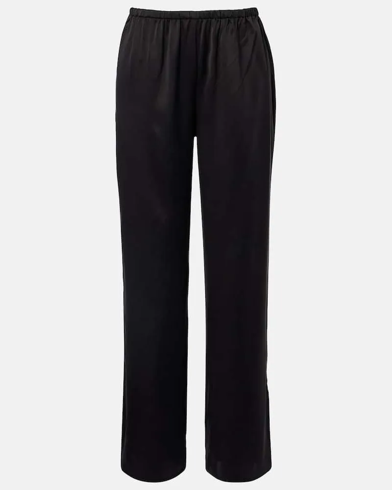 ASCENO Weite Hose Loreto aus Seiden-Charmeuse Schwarz