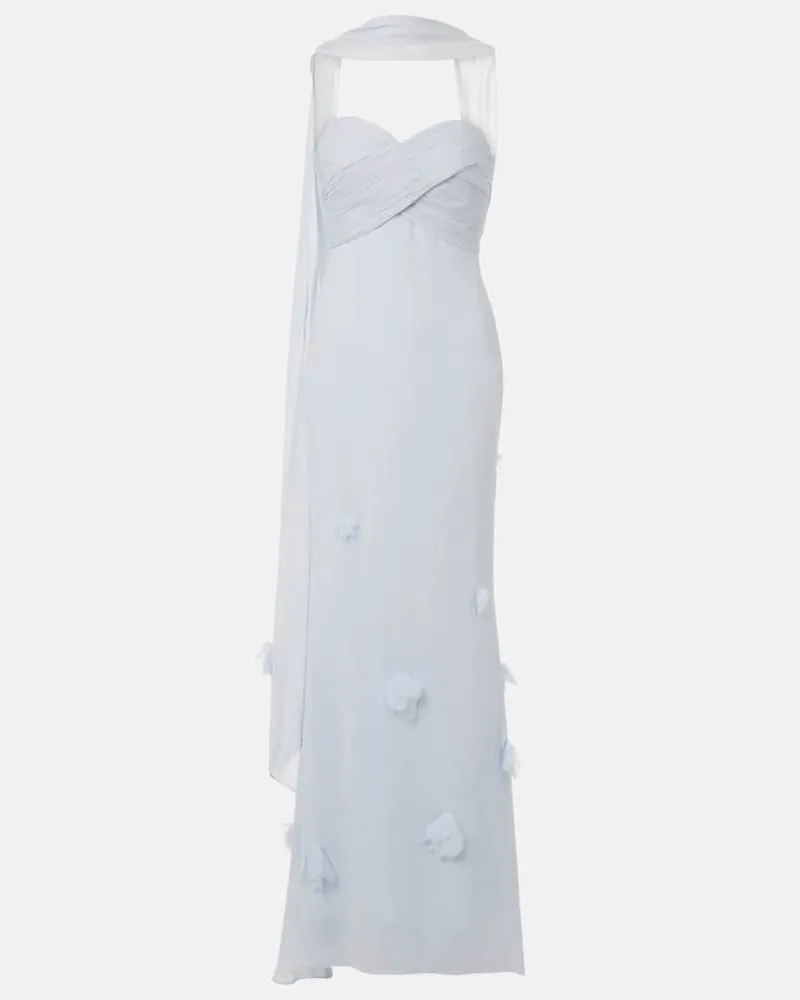 Self-Portrait Robe aus Georgette Blau