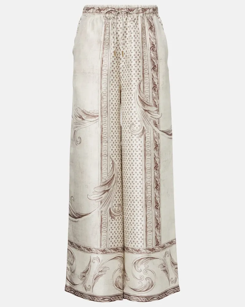 Max Mara Weite Hose Rive aus Seidensatin Weiß