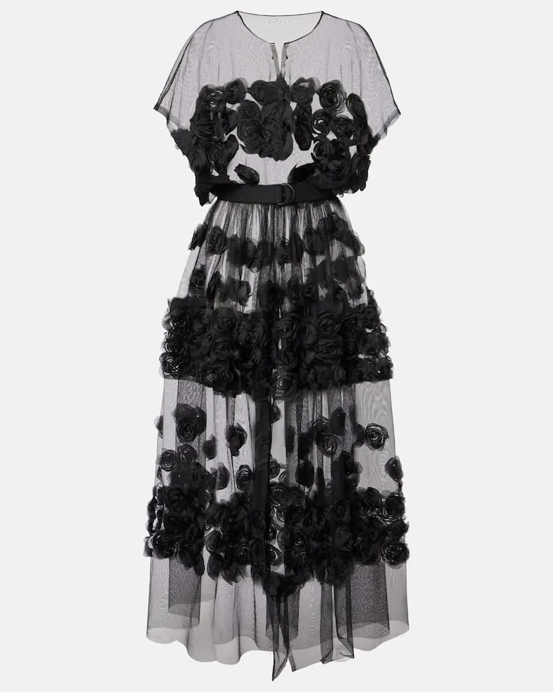 Norma Kamali Midikleid aus Tüll Schwarz