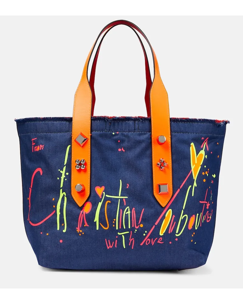 Christian Louboutin Tote Frangibus Medium aus Denim Blau